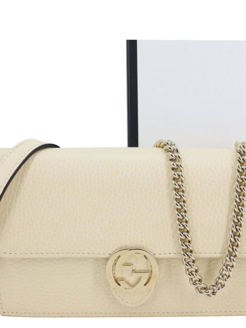 Gucci  GG Interlocking Leather Wallet On Chain Crossbody Bag Off White 615523 - Picture 3 of 14